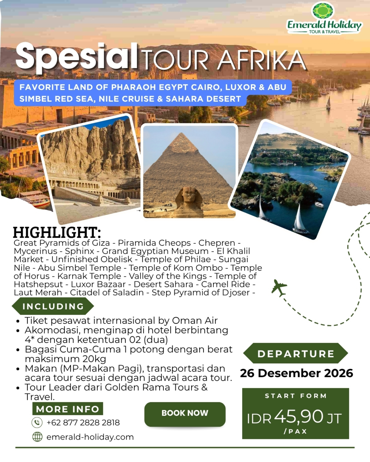 FAVORITE LAND OF PARAOH EGYPT CAIRO, LUXOR & ABJ SIMBEL RED SEA, NILE CRUISE & SAHARA DESERT